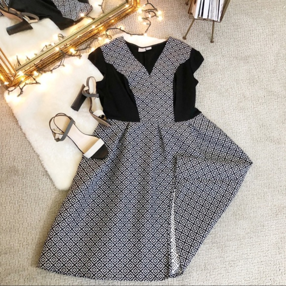 EShakti Black and White Dress